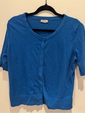 Merona Bright Blue Button-Front Short Sleeve Cardigan Size XL